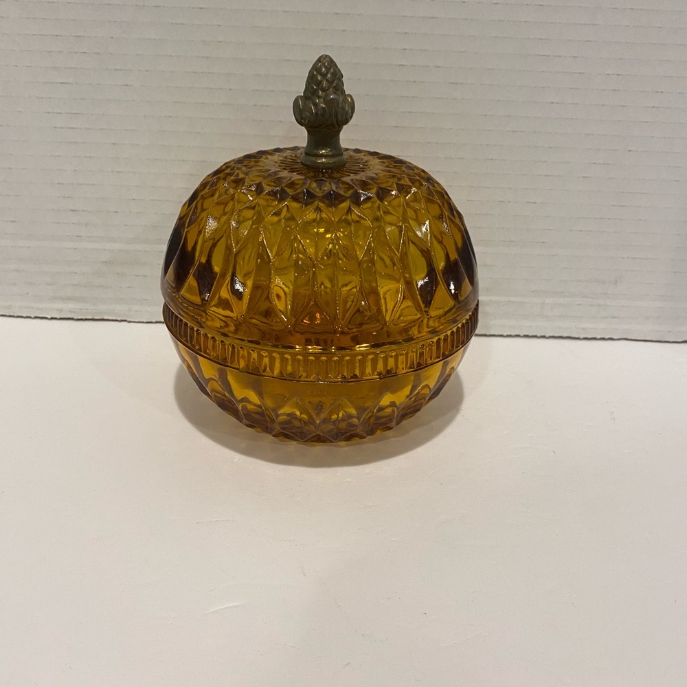 Indiana Glass Amber Lidded Candy Dish